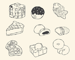 set of different cakes