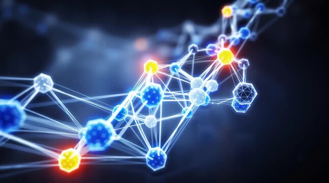 Abstract network visualization interconnected lines and dots visual representation of interconnected data points and paths