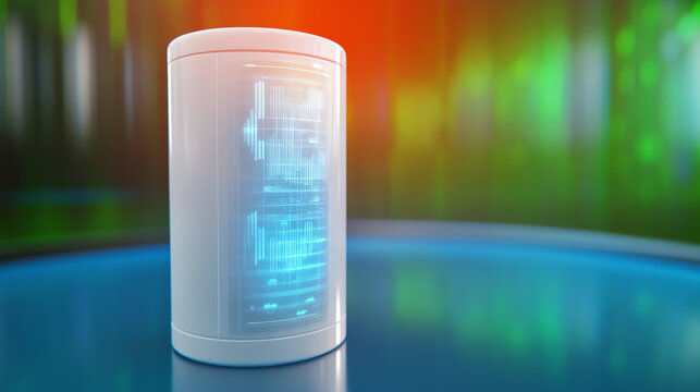 A futuristic smart device displaying digital data on a sleek surface, blending innovation with modern design aesthetics.