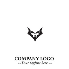Head of Vampire Logo Symbol in Black on the White Background with Gothic Horror Vector Design