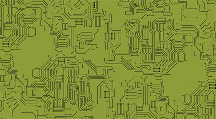 Printed circuit board black and white computer technology seamless pattern.