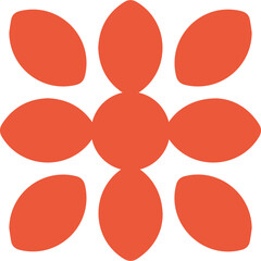 Abstract Orange Flower Shape with Transparent Background Simple Geometric Petal Design Isolated