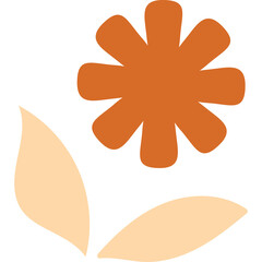 Abstract Orange Flower With Light Orange Leaves On A Transparent Background Graphic Design Element For Spring And Summer Themes