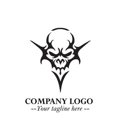 Head of Vampire Logo Symbol in Black on the White Background with Gothic Horror Vector Design