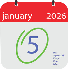 January fifth twenty twenty six marked on a calendar page with a special day reminder.