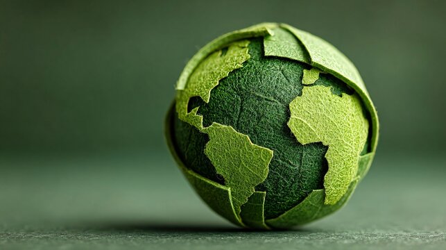 Green Earth Globe Made of Leaves Representing Environmental Sustainability