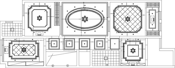 Vector sketch illustration of a simple house roof ceiling plan design silhouette with scale size