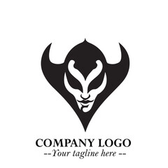 Head of Vampire Logo Symbol in Black on the White Background with Gothic Horror Vector Design