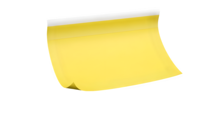 A single bright yellow sticky note with a curled corner isolated on a transparent background perfect for notes and reminders isolated on transparent background