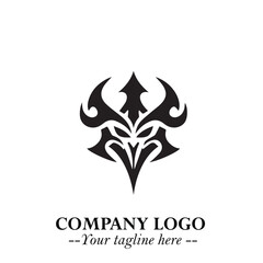 Head of Vampire Logo Symbol in Black on the White Background with Gothic Horror Vector Design