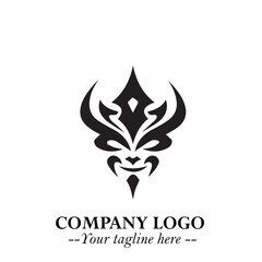 Head of Vampire Logo Symbol in Black on the White Background with Gothic Horror Vector Design