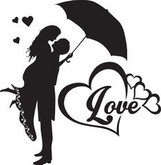 couple kissing under umbrella