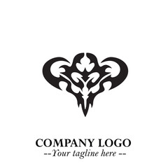 Head of Vampire Logo Symbol in Black on the White Background with Gothic Horror Vector Design