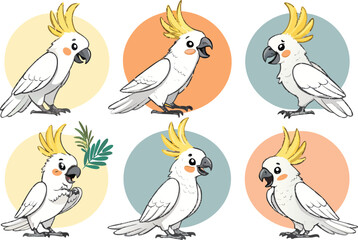 Cartoon Cockatoos with Yellow Crests