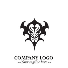 Head of Vampire Logo Symbol in Black on the White Background with Gothic Horror Vector Design
