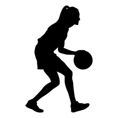 Silhouette of a Woman Basketball Player