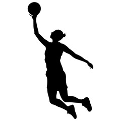 Silhouette of a Woman Basketball Player