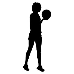 Silhouette of a Woman Basketball Player