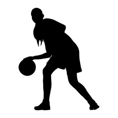Silhouette of a Woman Basketball Player