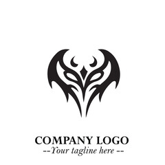 Head of Vampire Logo Symbol in Black on the White Background with Gothic Horror Vector Design