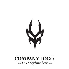 Head of Vampire Logo Symbol in Black on the White Background with Gothic Horror Vector Design