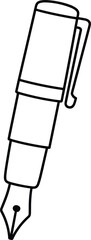 Fountain pen with clip line art cartoon illustration Keywords: pen, writing, stationery, drawing