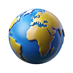 Fototapeta premium High-quality 3d render of planet earth globe centered and isolated displaying continents transparent background