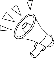 Megaphone Icon With Sound Waves Emitting From Spout bullhorn loudspeaker