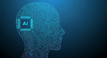 Artificial Intelligence Brain Concept with Circuit Board and Human Profile