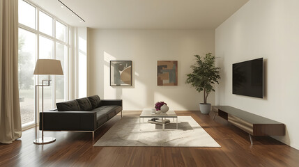 Fototapeta premium modern living room with fireplace