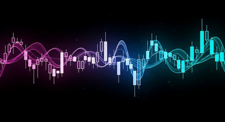 Obraz premium Abstract colorful waveform representing financial market fluctuations and stock trading data analysis