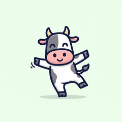 Fototapeta premium Cute cow icon posing as if dancing