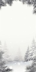 Fototapeta premium Snow-covered trees in a serene winter landscape.