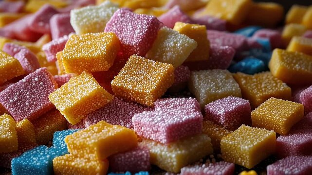 Colorful Square Candies - A Delicious and Sweet Treat.