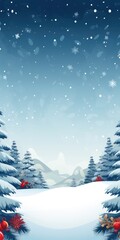 Obraz premium Snowy winter landscape with falling snowflakes