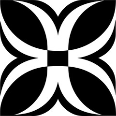 Horizontal decorative element with symmetrical design on transparent background silhouette