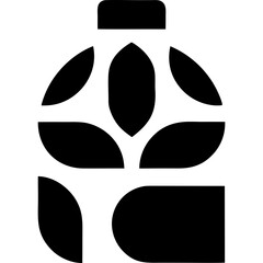 Abstract black and white geometric shape design art on transparent background silhouette