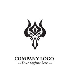 Head of Vampire Logo Symbol in Black on the White Background with Gothic Horror Vector Design