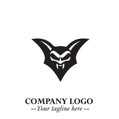 Head of Vampire Logo Symbol in Black on the White Background with Gothic Horror Vector Design