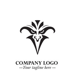 Head of Vampire Logo Symbol in Black on the White Background with Gothic Horror Vector Design