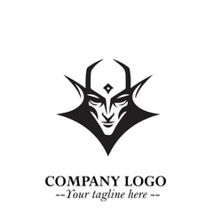 Head of Vampire Logo Symbol in Black on the White Background with Gothic Horror Vector Design