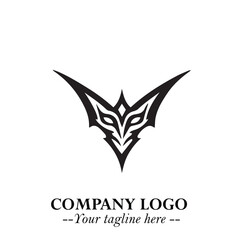 Head of Vampire Logo Symbol in Black on the White Background with Gothic Horror Vector Design