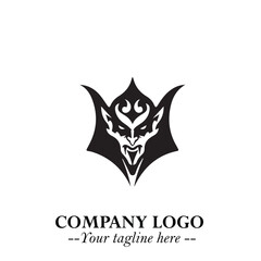 Head of Vampire Logo Symbol in Black on the White Background with Gothic Horror Vector Design