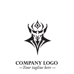Head of Vampire Logo Symbol in Black on the White Background with Gothic Horror Vector Design