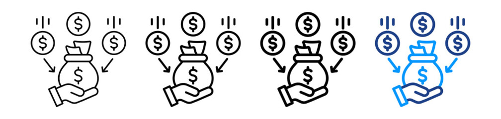 Income Icon Different Style Outline Collection Set.