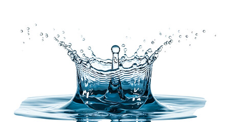 Captivating high speed photograph of a water splash forming a crown shape against a solid black background