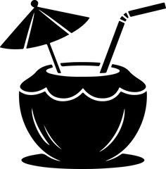 coconut drink silhouette vector illustration