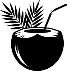 coconut drink silhouette vector illustration
