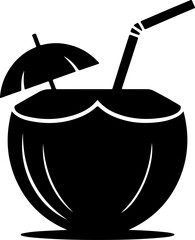 coconut drink silhouette vector illustration