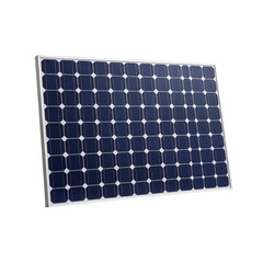 Solar panel isolated on black background. Photovoltaic module for clean, renewable energy and sustainable electricity generation.